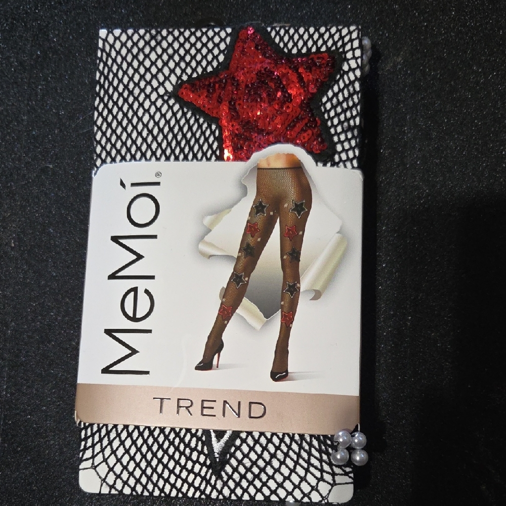MeMoi Trend Star Patterned Fishnet Tights Size S-M